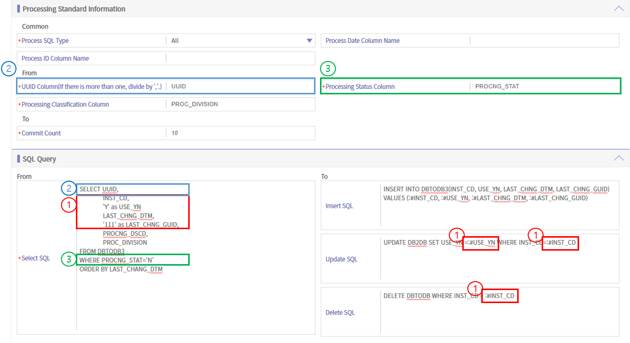 DB to DB SQL作成の例
